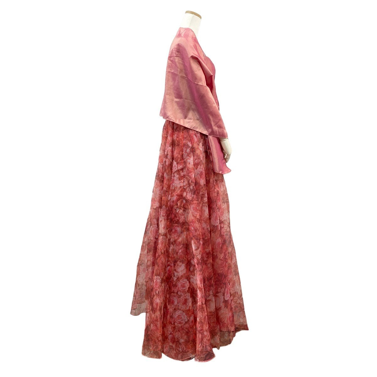 63h12 DRESS ROOM AMI ドレスルームアミ パーティードレス ロングドレス 花柄プリント  ピンク系 レディース 女性用u02t