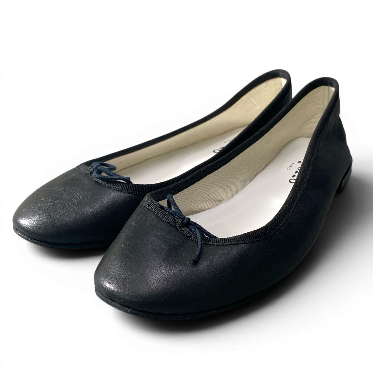 1d23 repetto レペット フラットシューズ バレエシューズ バレリーナ リボン レザー フランス製 39 1/2 ブラック レディース 女性靴k02i