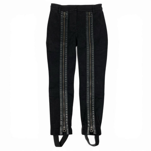 55L23【美品】GUCCI グッチ ジップディテールスティラップトラウザーズ デニムパンツ ボトム スキニー 26サイズ ブラック レディースo07t