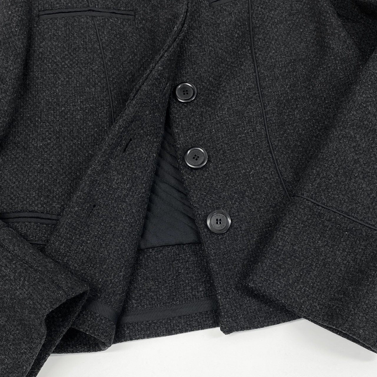 86i11 LOUIS VUITTON ルイヴィトン フランス製 ウール ツイードジャケット アウター 36 ブラック グレー Wool レディースo07t