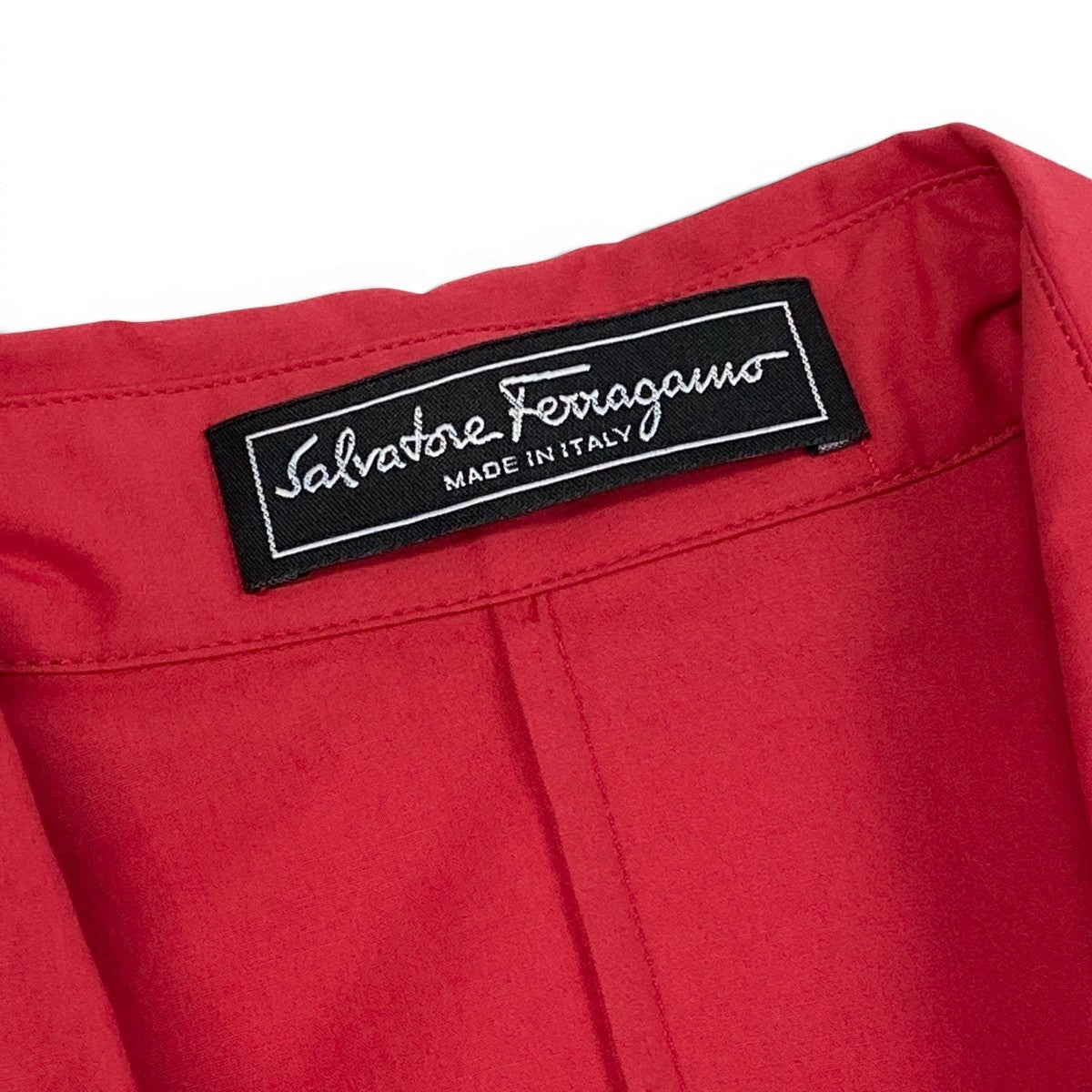 Ef5 Salvatore Ferragamo サルヴァトーレフェラガモ オープンカラー ノースリーブシャツワンピース ストレッチ サイズ40 ピンク系 レディース 女性服u02t