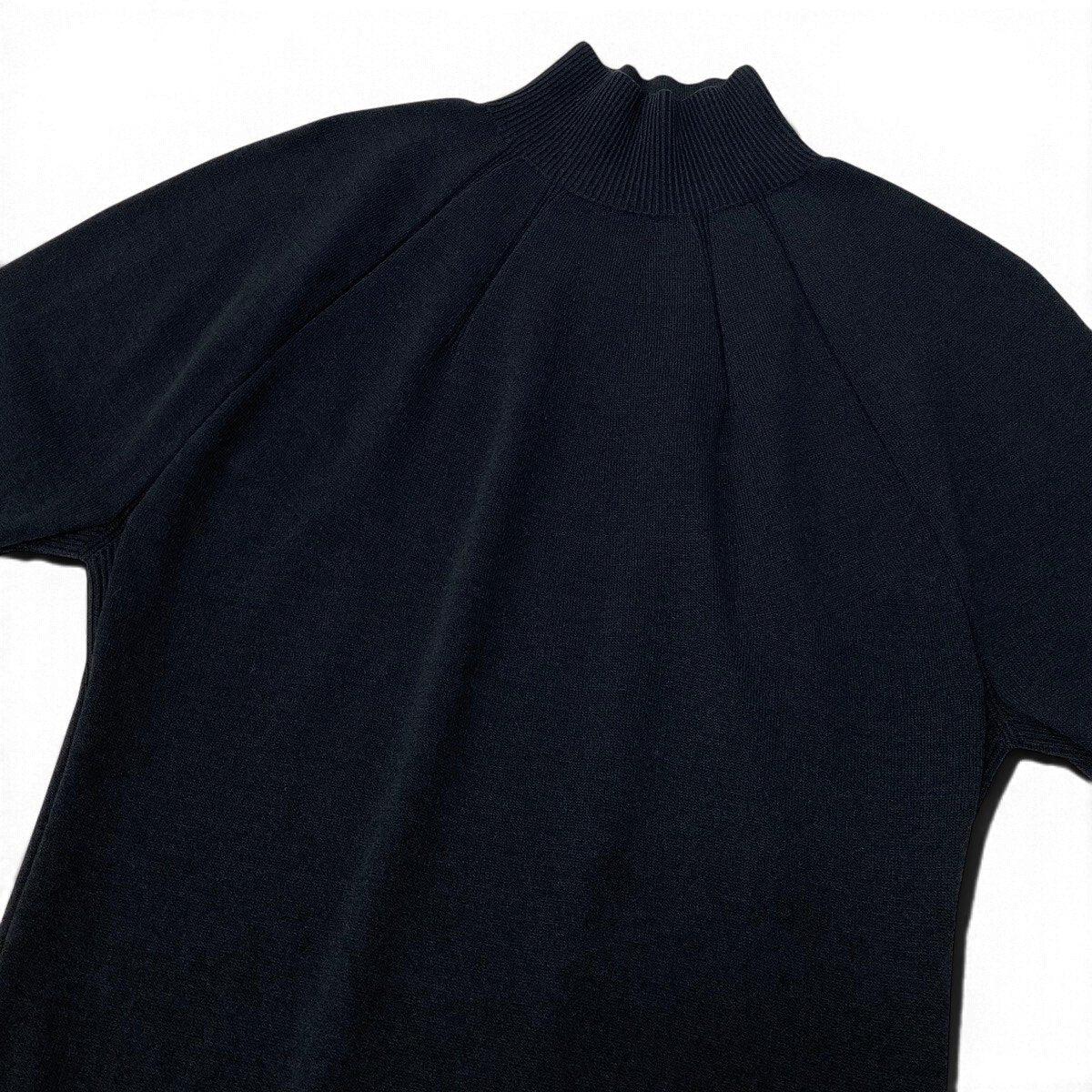 Ai27 ISSEY MIYAKE 132 5. イッセイミヤケ DARTED KNIT ダーテッドニット 立体 ボトルネック セーター 2 ブラック アセテート ナイロン レディースo07t