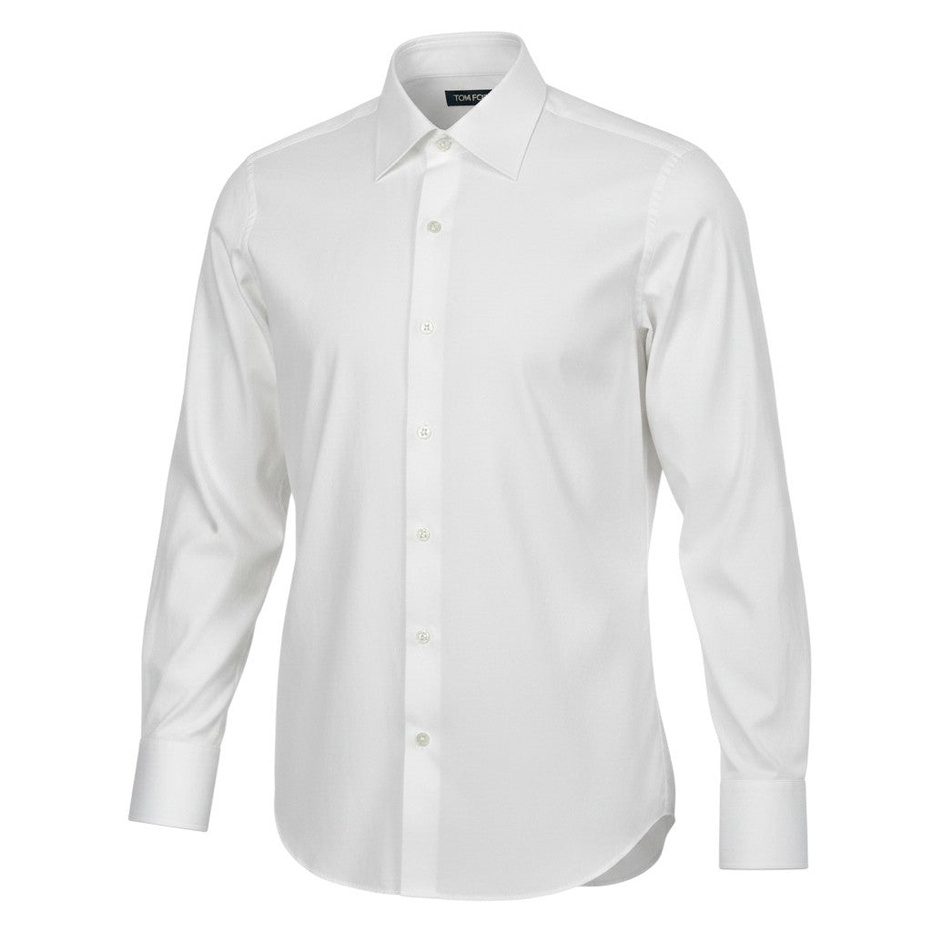 9f5② TOM FORD トムフォード 長袖シャツ コットンシャツ サイズ 39-15 1/2 無地 ホワイト コットン100％ メンズ 紳士服u02t