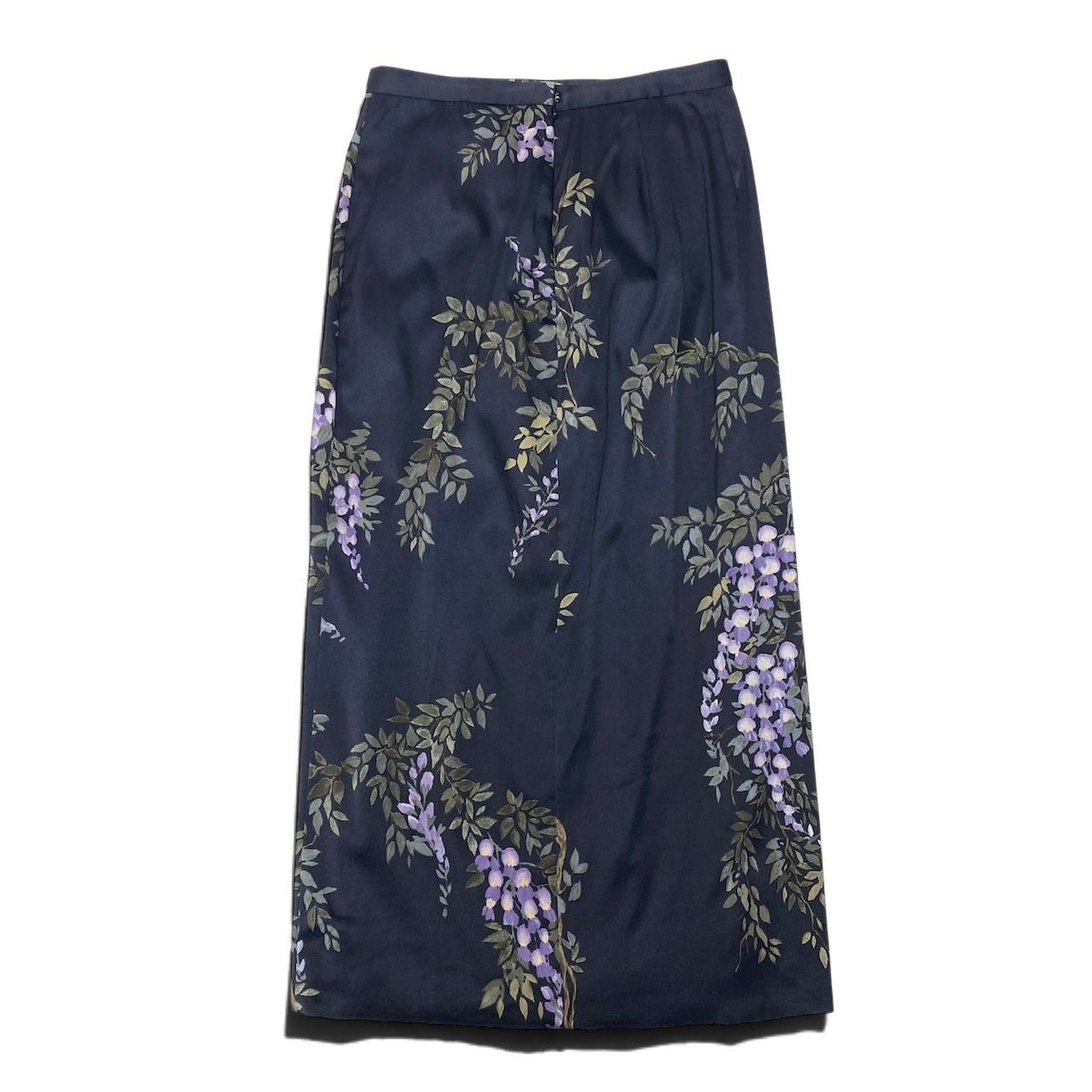 53i26 DOLCE&GABBANA ドルチェアンドガッパーナ タイトロングスカート シルクスカート 藤柄 イタリア製 40サイズ ブラック レディース 女性用u02t