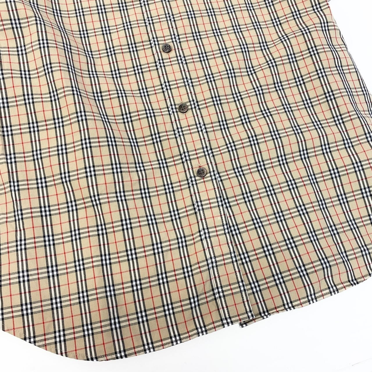 60d28 Burberrys バーバリー ノバチェックシャツ 半袖シャツ ワンポイント刺繡 サイズ40 ベージュ系 コットン100％ レディース女性用u02t