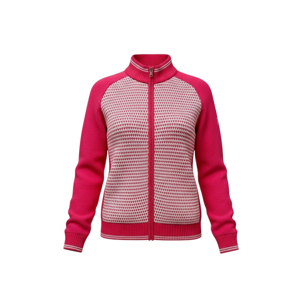 23b17 【美品】LEONARD SPORT レオナール スポーツ ジップアップニットジャケット ラインストーンロゴ ブルゾン 0557221 40サイズ ピンク レディース 女性用u02t