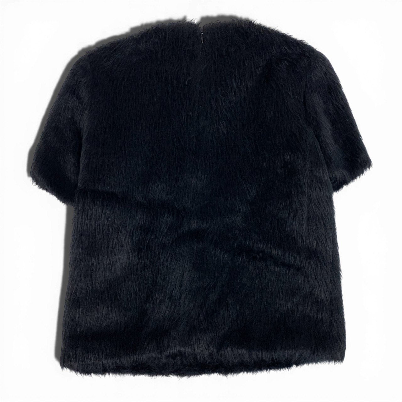 Eb11【美品】CELINE セリーヌ フィービー期 アルパカウールブラウス ファーカットソー 半袖カットソー トップス 36サイズ ブラック レディース 女性用k02i