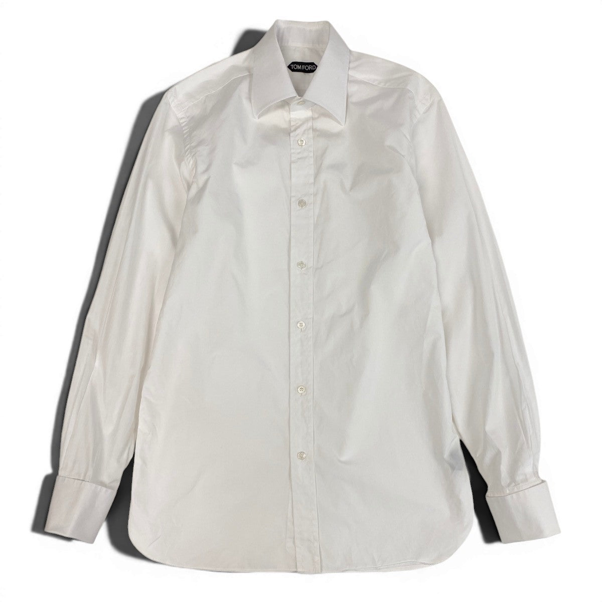 9f5① TOM FORD トムフォード 長袖シャツ コットンシャツ 39-15 1/2 ホワイト 無地 コットン100％ メンズ 紳士服u02t