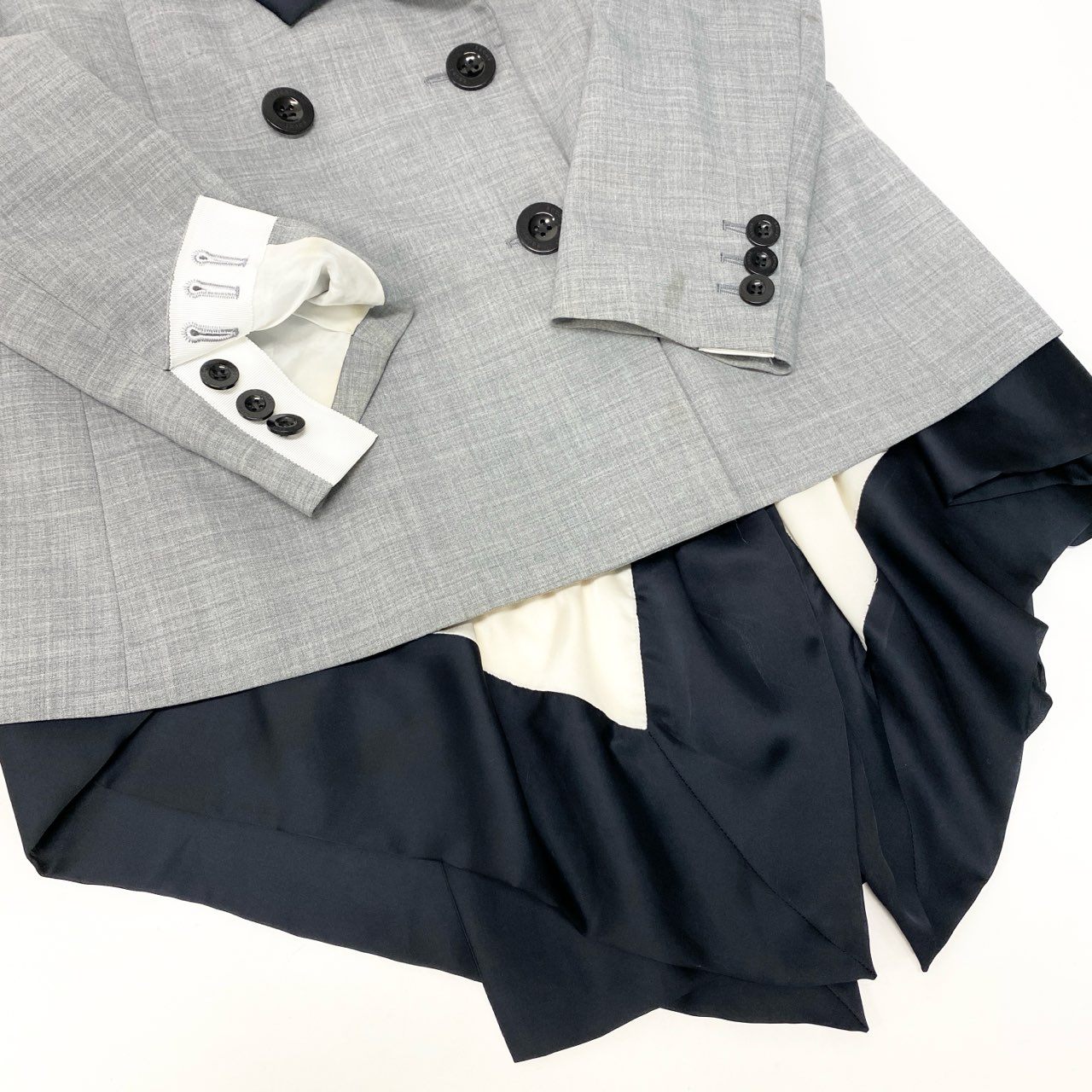 75c4 sacai サカイ Suiting Mix Jacket テーラードジャケット レイヤードジャケット 21-05648 2サイズ グレー レディース 女性用o07t