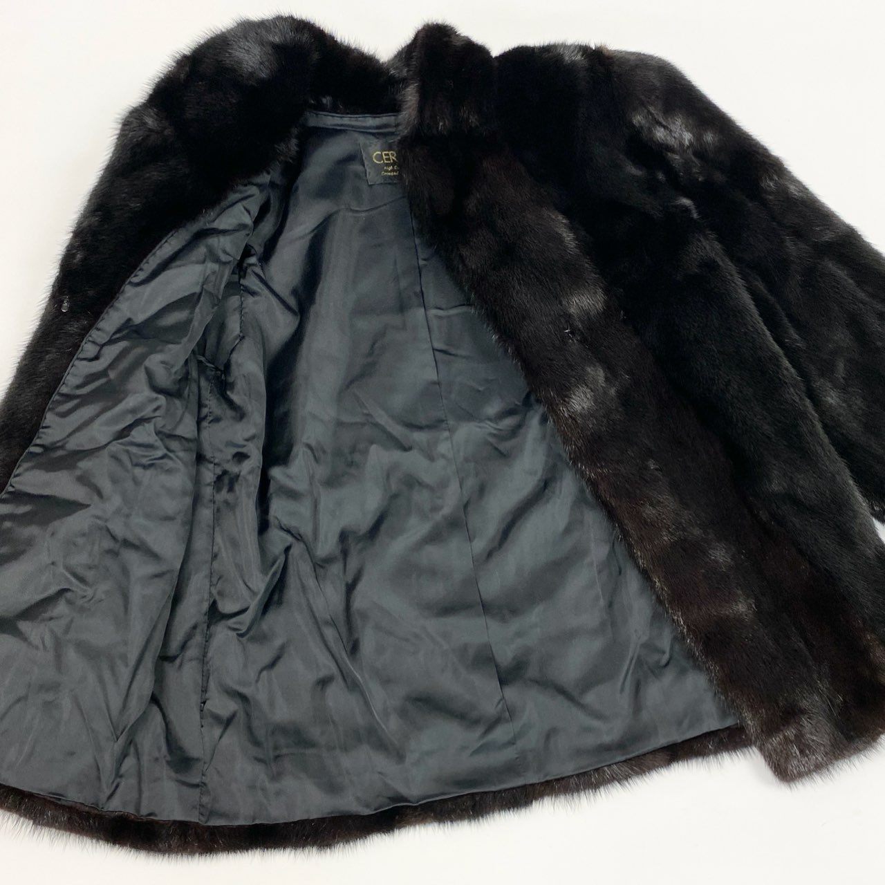 50j24 CERCRE セクレ 最高級毛皮 ダークミンク ミンクコート 毛皮コート サイズ9 ブラック系 ミンクファー レディースu02t