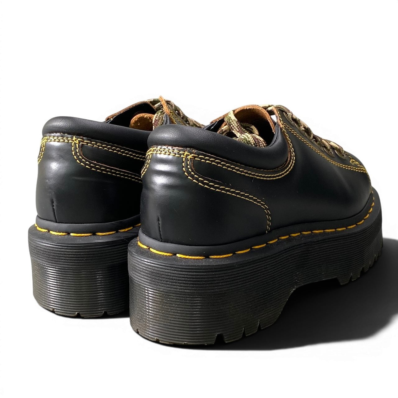 1e21 Dr.Martens ドクターマーチン レザーシューズ レザーアッパー 厚底 レースアップ ローカットシューズ 迷彩 ユニセックス メンズ 男性用 UK5 ブラックo07t