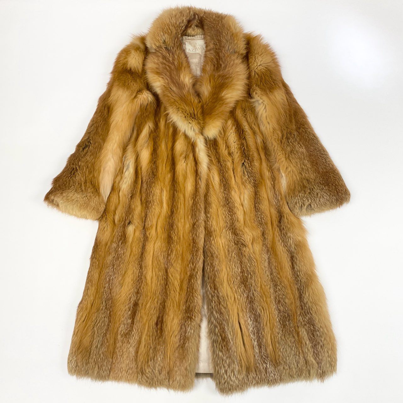 69k4 AZUMA アズマ レッドフォックス 超ロングコート 107cm 茶系 最高級本毛皮 RED FOX FUR 毛並み◎ 毛質◎t18r