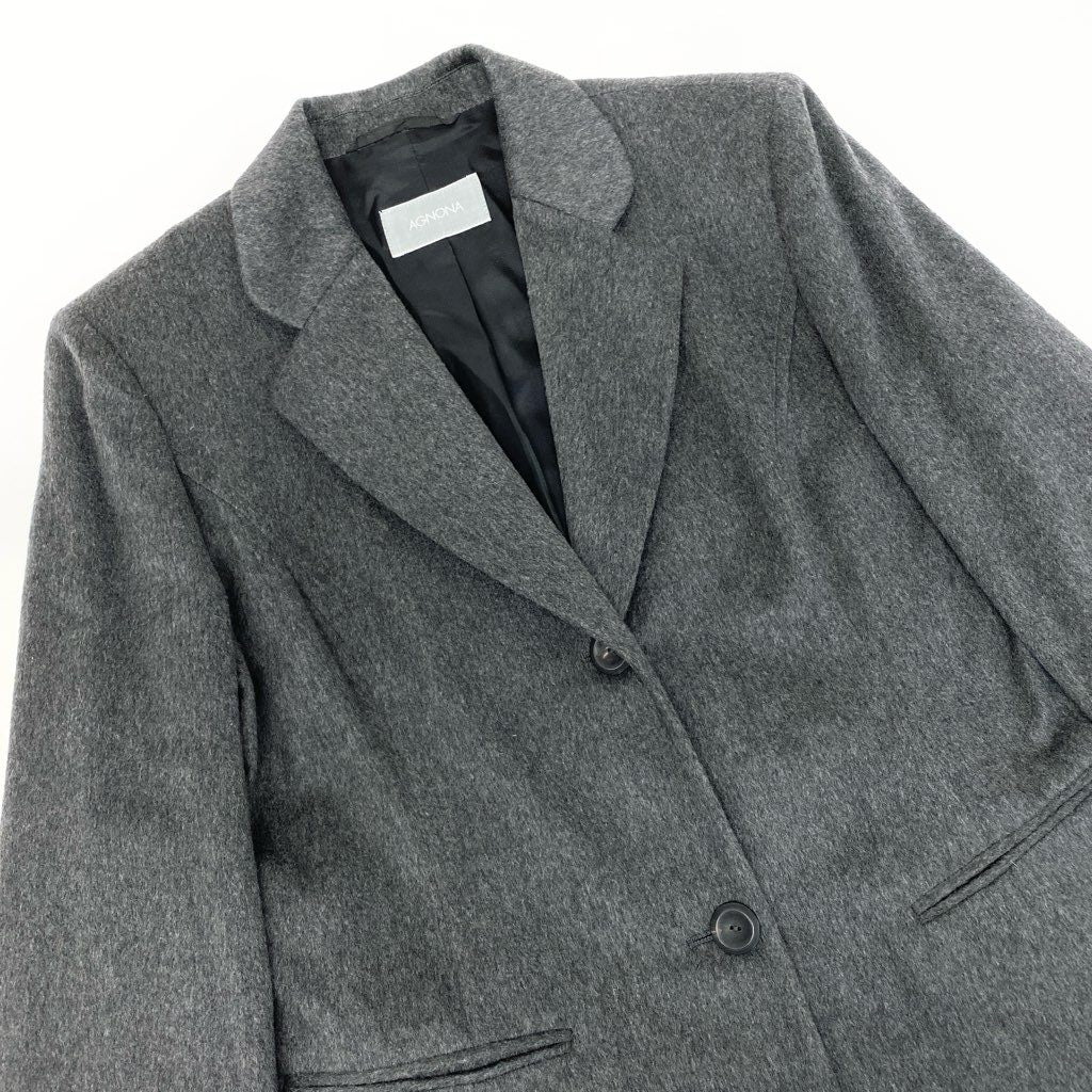 43l25《美品》 AGNONA アニオナ カシミヤ100％ チェスターコート サイズ46 グレー CASHMERE COAT イタリア製t18r