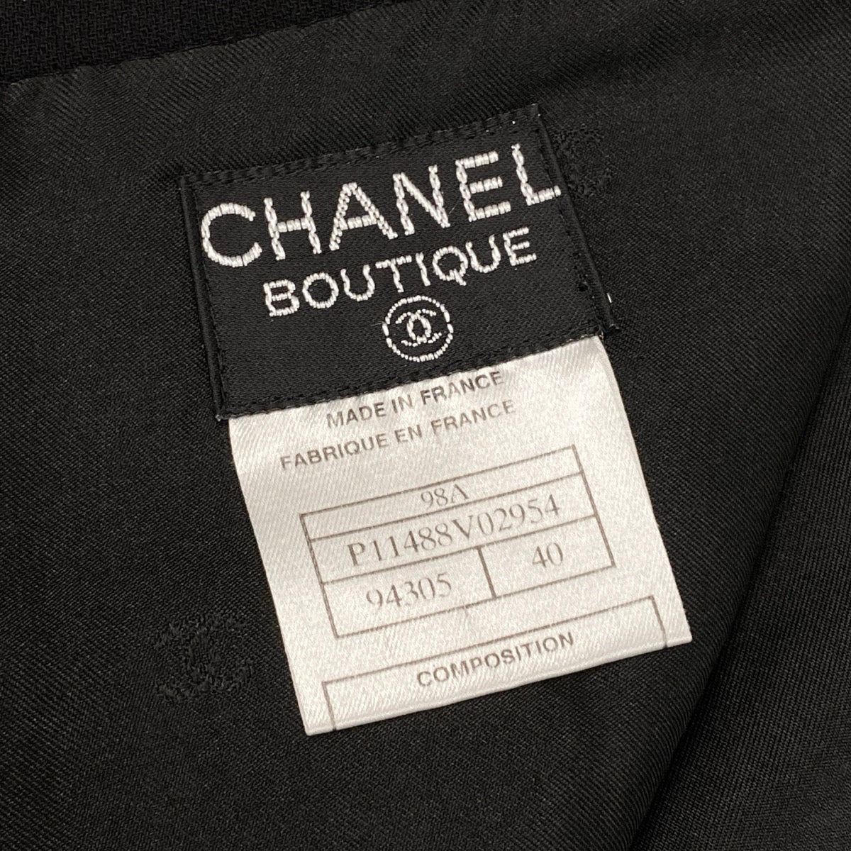 Cf27 CHANEL BOUTIQUE シャネル ブティック 膝丈スカート ウール シルク フォーマル タイトスカート ココマークボタン レディース 女性用 P11488V02954 40 ブラックu02t