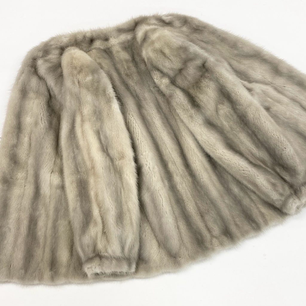 25L15 EMBA エンバ サファイアミンク ファーコート サイズF シルバーグレー 本毛皮 MINK FUR ポケット有t18r