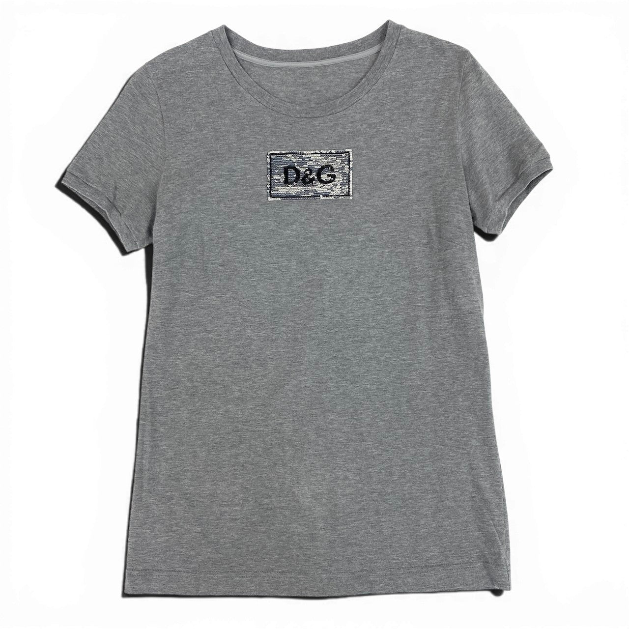 e11 DOLCE&GABBANA ドルチェアンドガッバーナ スパンコール D&G アイコンTシャツ Sequins Icon T-Shirt グレー D&G ドルガバ カットソーt18r