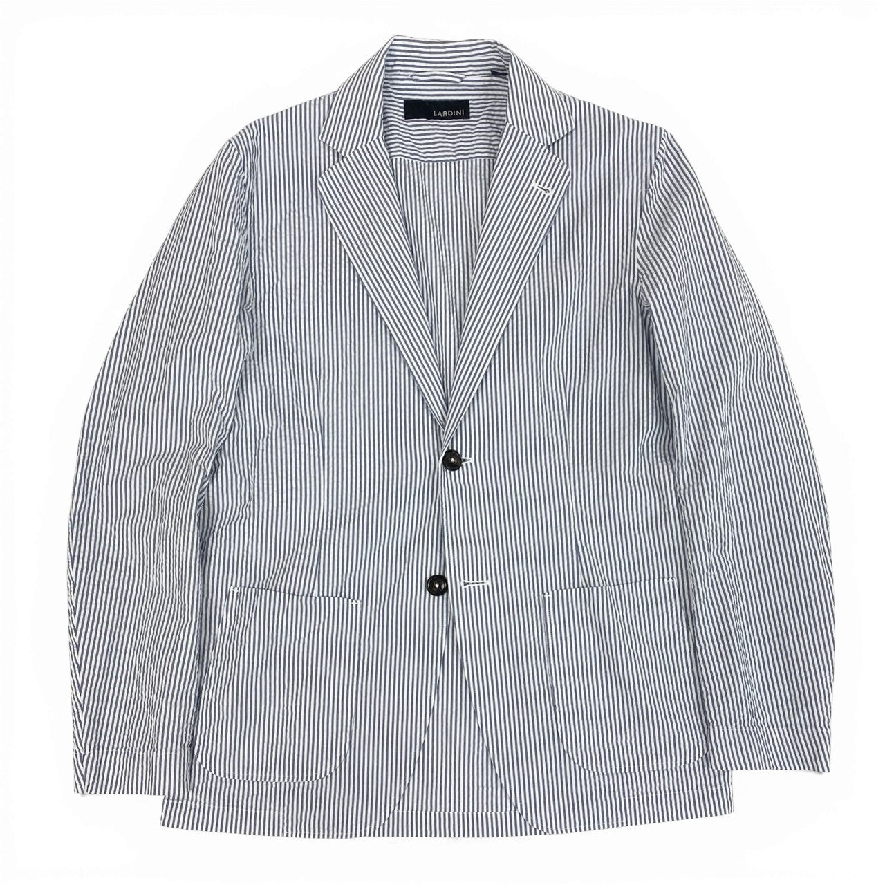 22a23 LARDINI ラルディーニ テーラードジャケット サマージャケット シアサッカー S ブルー ホワイト ストライプ メンズu02t