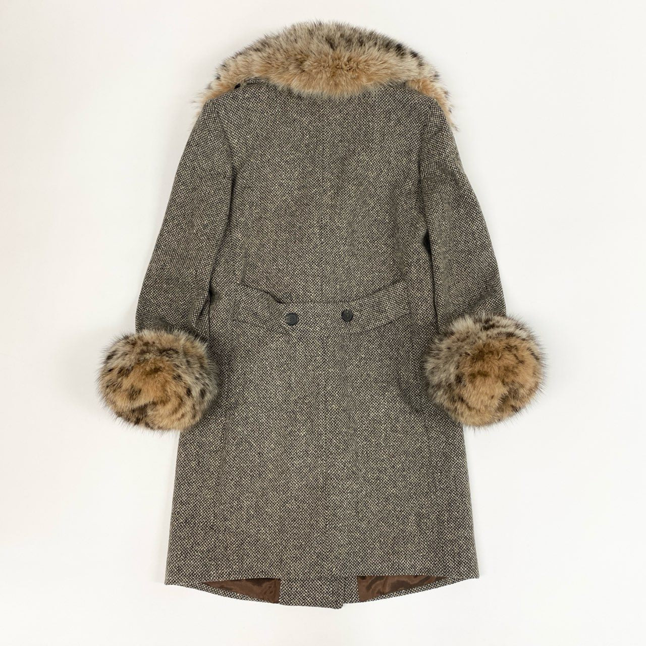 14j3 《美品》Blumarine ANNA MOLINARI ブルマリン アンナモナーリ ツイードコート ファー アウター 40サイズ マルチカラー レディースo07t