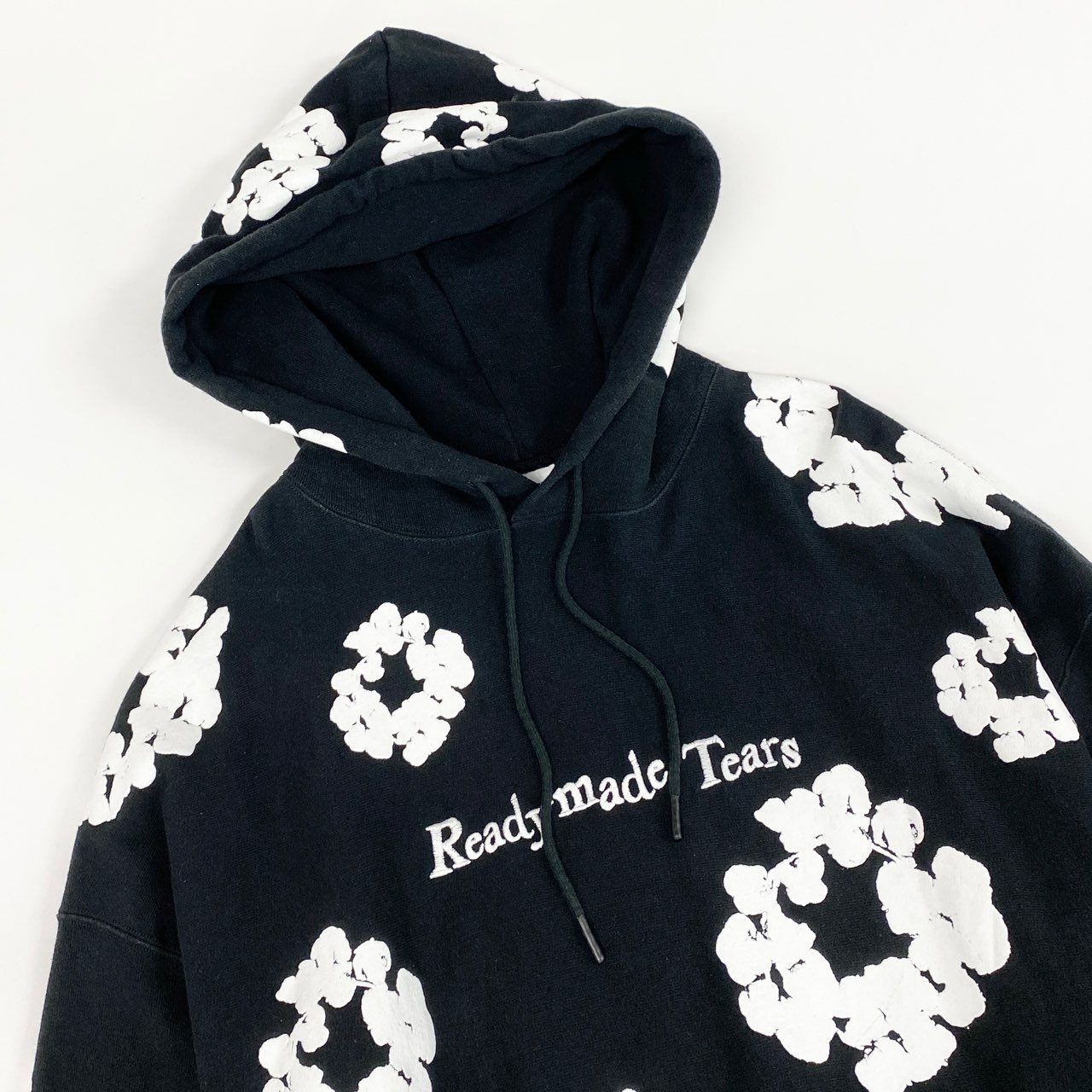 47c4 READY MADE レディメイド 22AW DENIM TEARS デニムティアーズ WREATH HOODIE パーカー XL ブラック リースフーディ 日本製