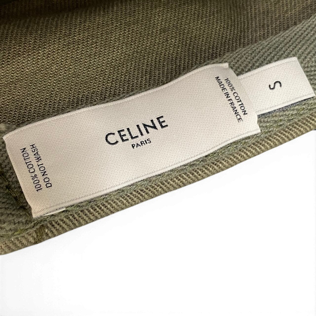 g9 【美品】CELINE アーミーキャップ トリオンフ刺繍 帽子 フランス製 Sサイズ カーキ コットン100％ レディース 女性用