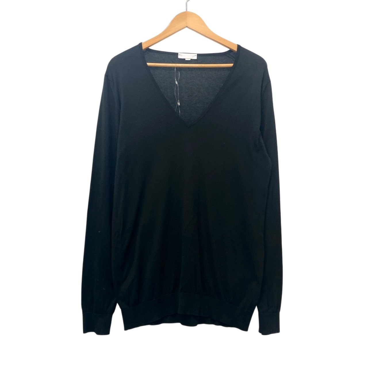 24b16 【美品】JOHNSMEDLEY ジョンスメドレー Vネックロングスリーブニットセーター コットンニット トップス Lサイズ ブラック コットン100％ メンズ 男性用u02t