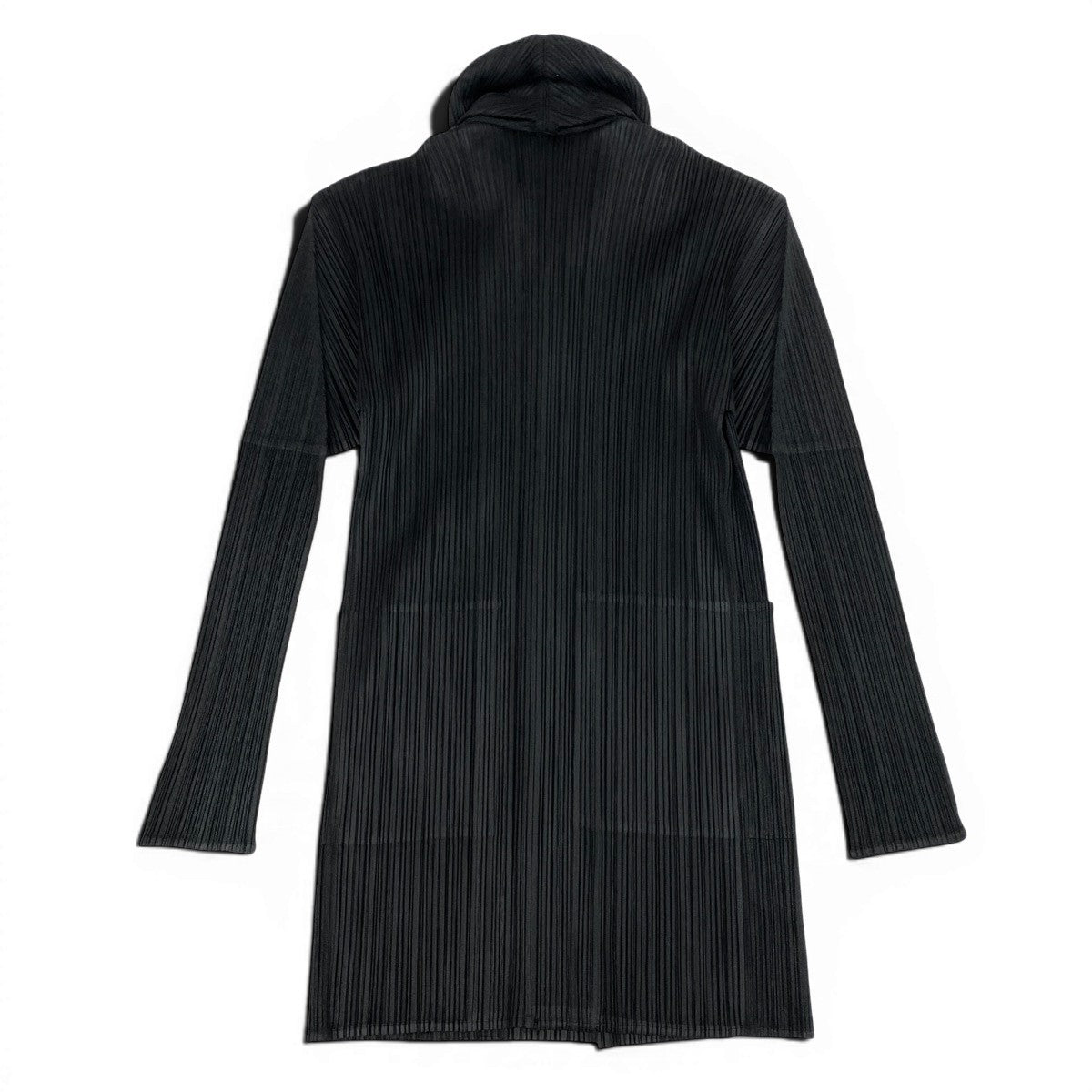 Ag10 【美品】 PLEATS PLEASE プリーツプリーズ ショールカラー ロングカーディガン サイズ3 ブラック ポリエステル100％ レディースt18r