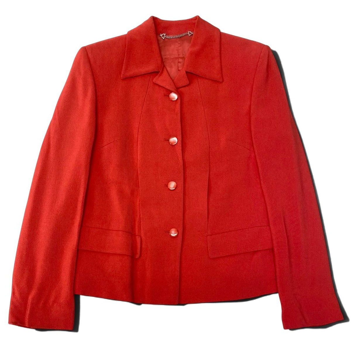 33i28 GUCCI グッチ 1980年代 ヴィンテージ ジャケット ロゴボタン イタリア製 40サイズ オレンジ レディース 女性用u02t