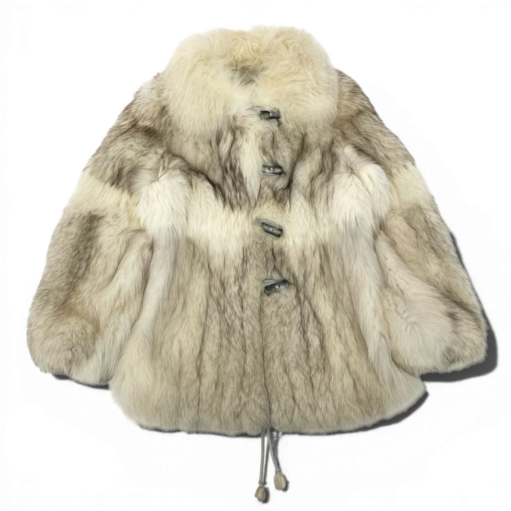 1l27 ブルーフォックス 極厚 コート サイズF ホワイト 本毛皮 FOX FUR リアルファー ポケット有t18r