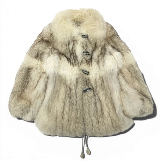 1l27 ブルーフォックス 極厚 コート サイズF ホワイト 本毛皮 FOX FUR リアルファー ポケット有t18r