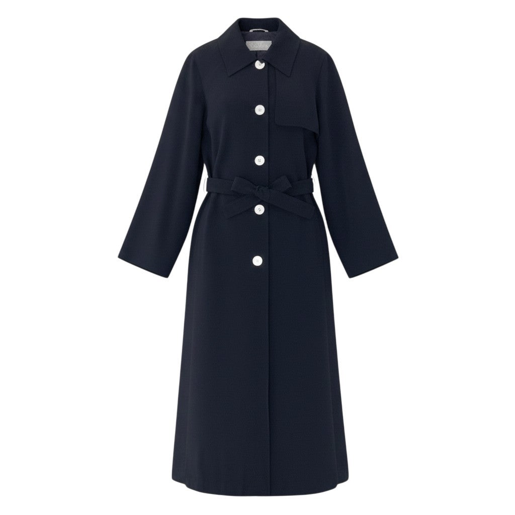 25g14 Max Mara マックスマーラ ステンカラーコート ロングコート 薄手 サイズ40 イタリア製 ネイビー レディースu02t
