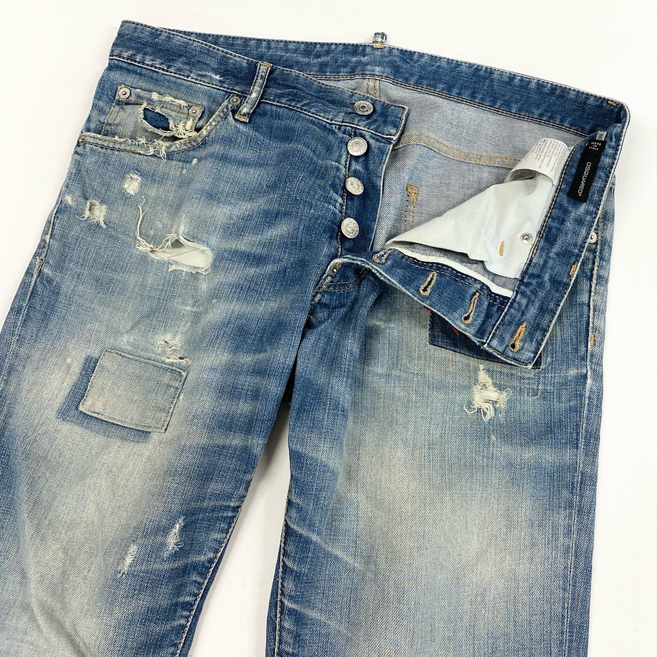 39L15 DSQUARED2 ディースクエアード スキニーパンツ デニムパンツ ダメージリペア加工 S71LA0737 S30144 50サイズ インディゴ メンズo07t