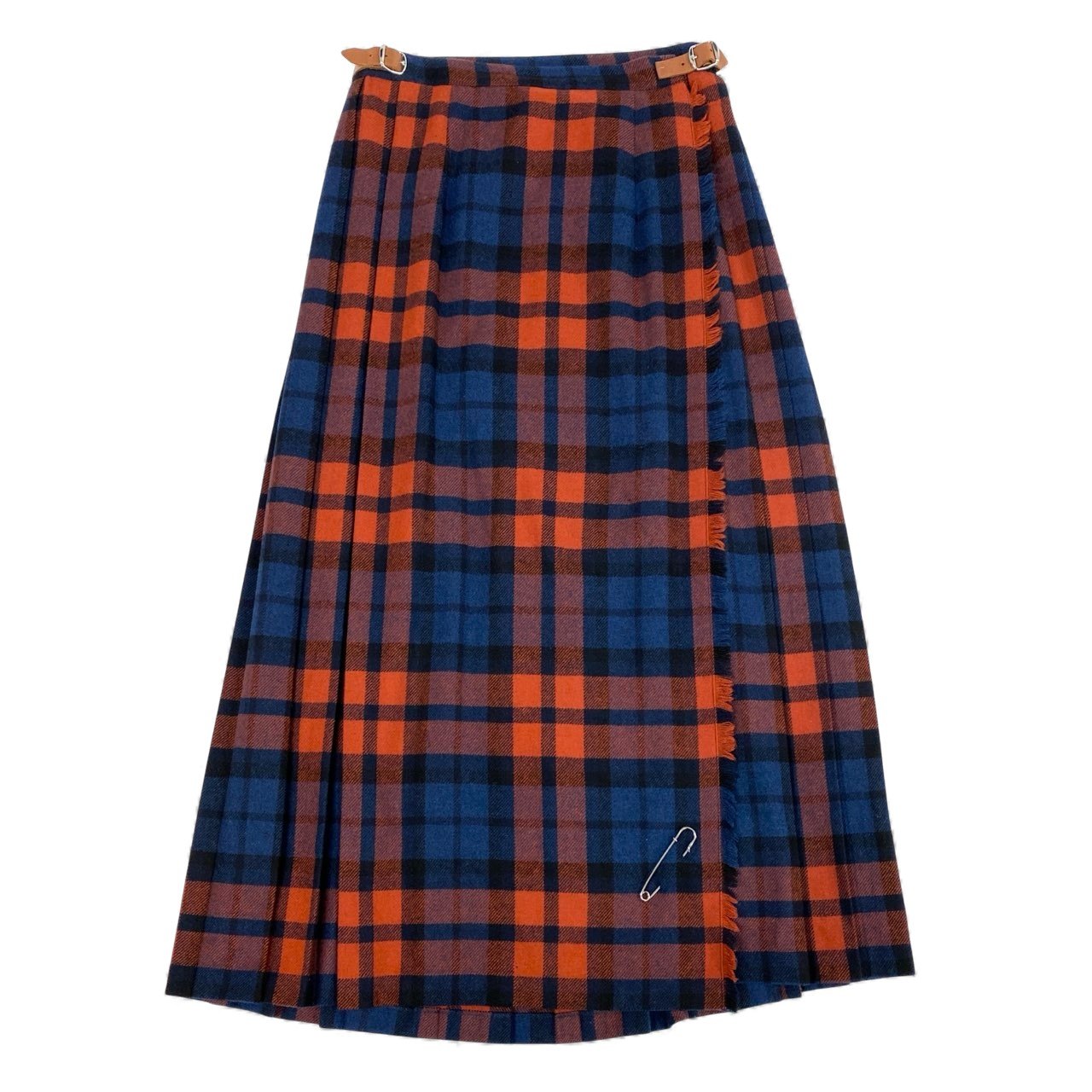 36L10 O’NEIL OF DUBLIN オニールオブダブリン 定番 チェック柄 巻きスカート ロングスカート クリップ付き 10 ブルー オレンジ レディース 女性用u02t