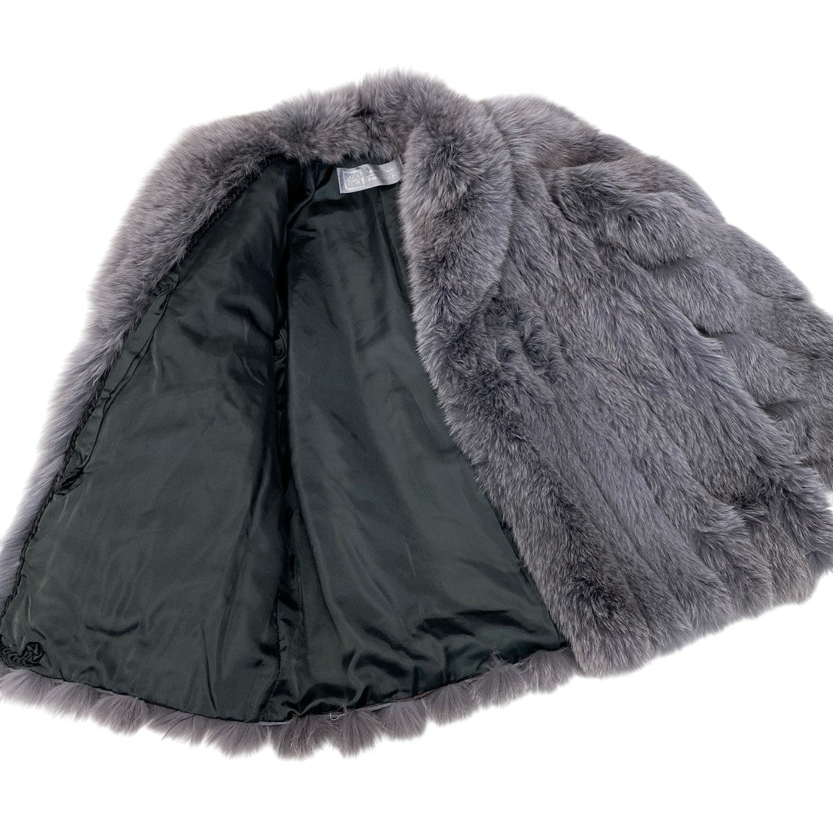 90h8 SAGA FOX サガフォックス 銀サガ 袖段 染め ブルーフォックス ファーコート F グレー 最高級本毛皮 Dyed Fox Fur Coatt18r