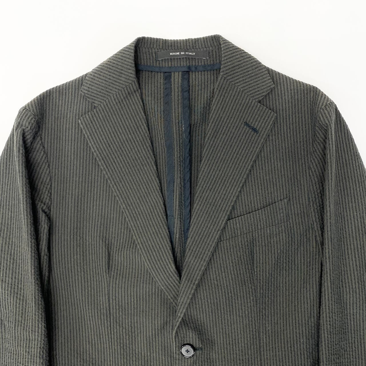 76c26 TAGLIATORE タリアトーレ テーラードジャケット シアサッカー ストライプ 44サイズ カーキ ブラック コットン100％ メンズ 男性用u02t