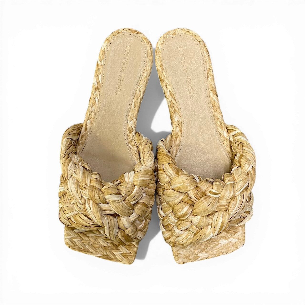 Ad2 BOTTEGA VENETA ボッテガヴェネタ  リド スライドサンダル サイズ36 1/2 編み込みラフィアサンダル レディースk02i