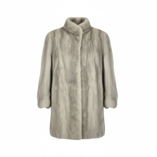 32L10 JINDO SAGA MINK サガミンク 銀サガ サファイアミンク ロングコート サイズ11号 シルバーグレー 最高級本毛皮 MINK FUR ポケット有t18r