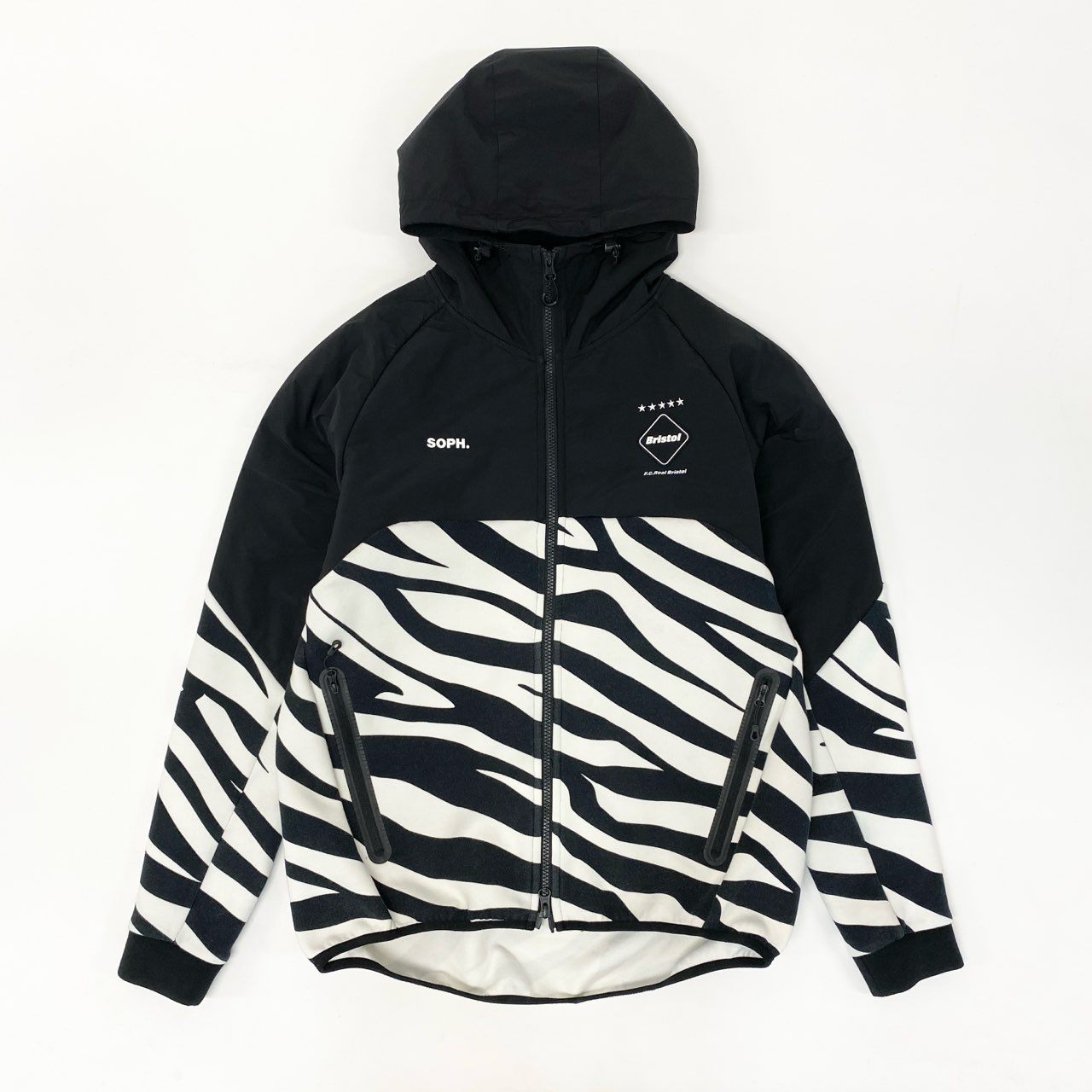 6k1 F.C.Real Bristol エフシーレアルブリストル 23AW VENTILATION HOODIE ベンチレーションフーディ ジャケット パーカー FCRB-232037 Mサイズ ブラック ホワイト ゼブラ メンズo07t