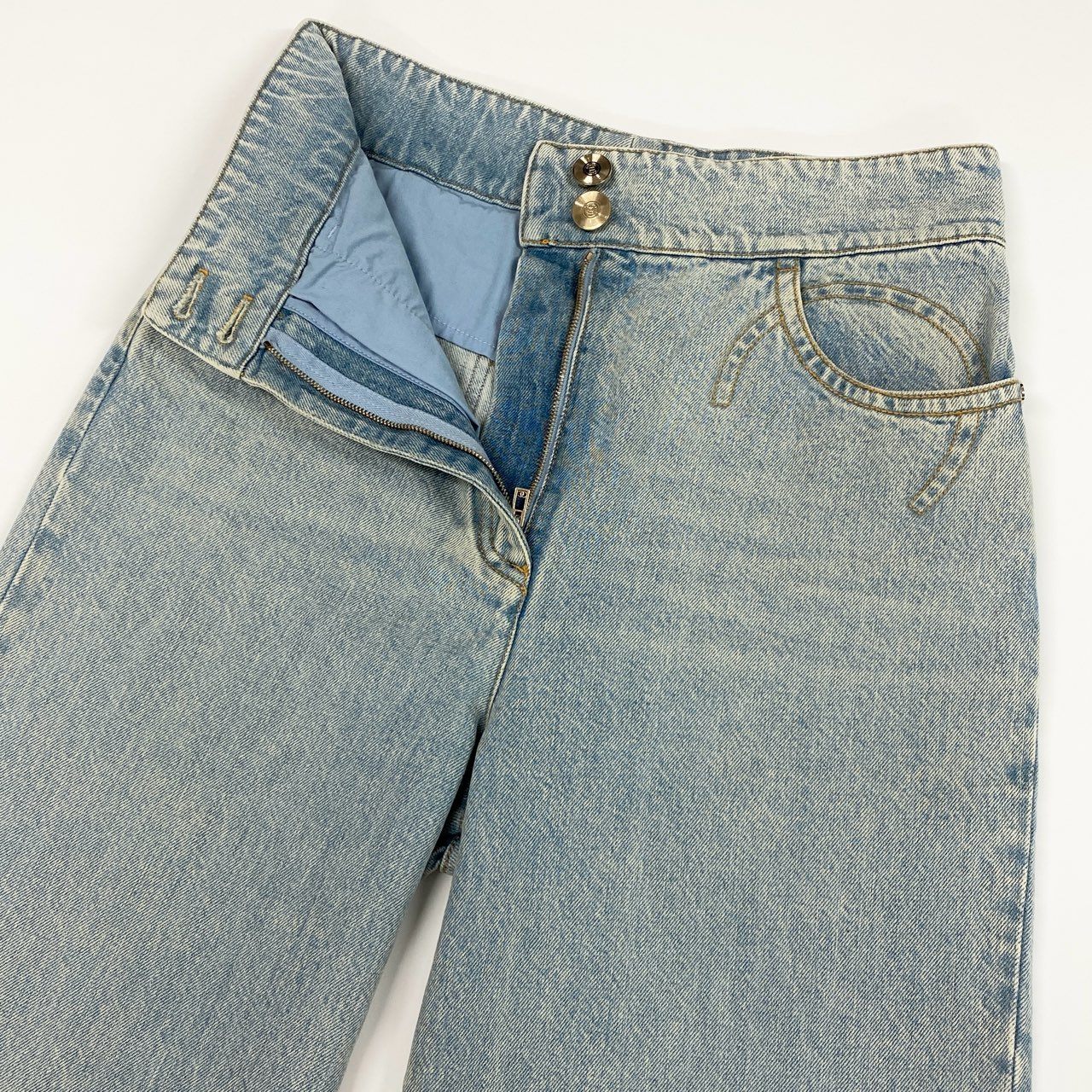 d6 CHANEL シャネル P63278 2020SS COCO ココマーク デニムワイドパンツ ワイドデニム サイズ40 インディゴ レディースta1