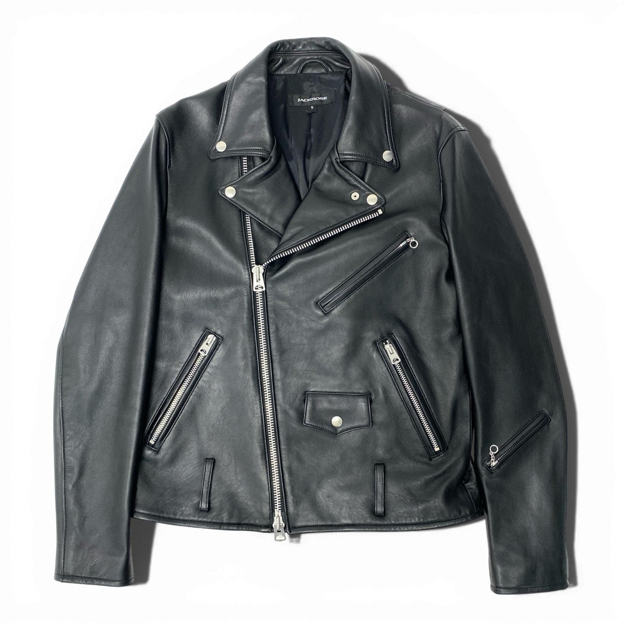 61b4  JACKROSE ジャックローズ ラムレザー ダブルライダースジャケット サイズ5 XL ブラック 羊革 シープスキン バイカーt18r