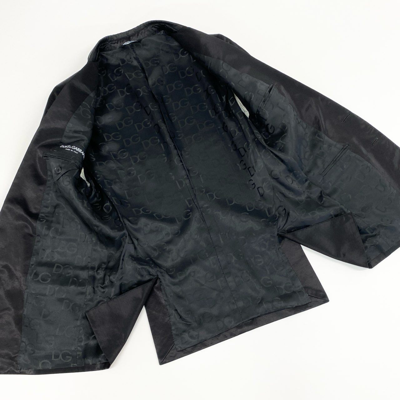76a14 DOLCE&GABBANA ドルチェアンドガッバーナ エンブレムロゴ テーラードジャケット 46 ブラック ブレザー イタリア製 D&G ドルガバ