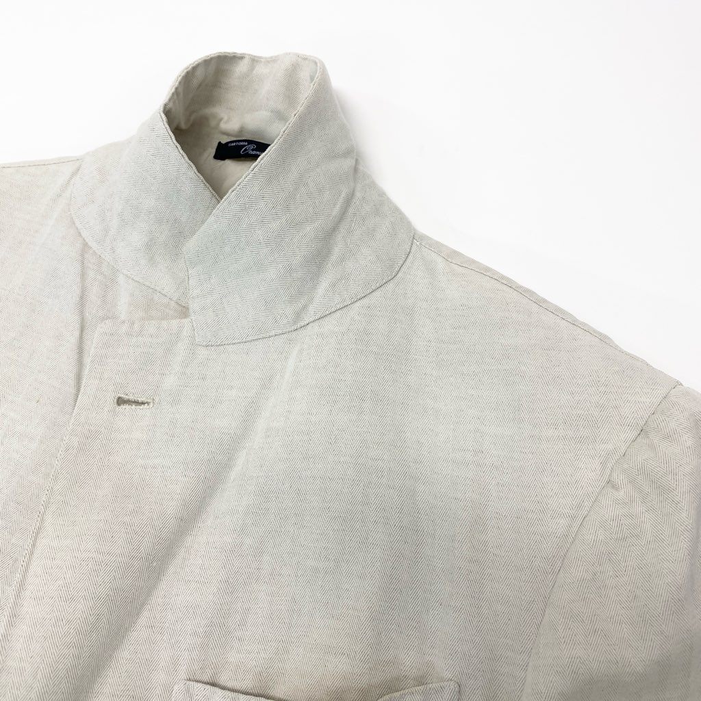 40l25 ORAZIO LUCIANO オラッツィオルチアーノ テーラードジャケット サマージャケット ブレザー 44 ホワイト ヘリンボーン コットンリネン メンズ ビームス購入u02t