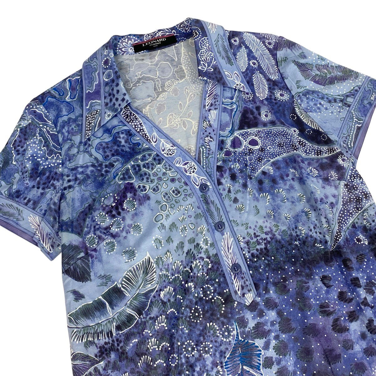 52f29 LEONARD FASHION レオナール ポロシャツワンピース 花柄プリント