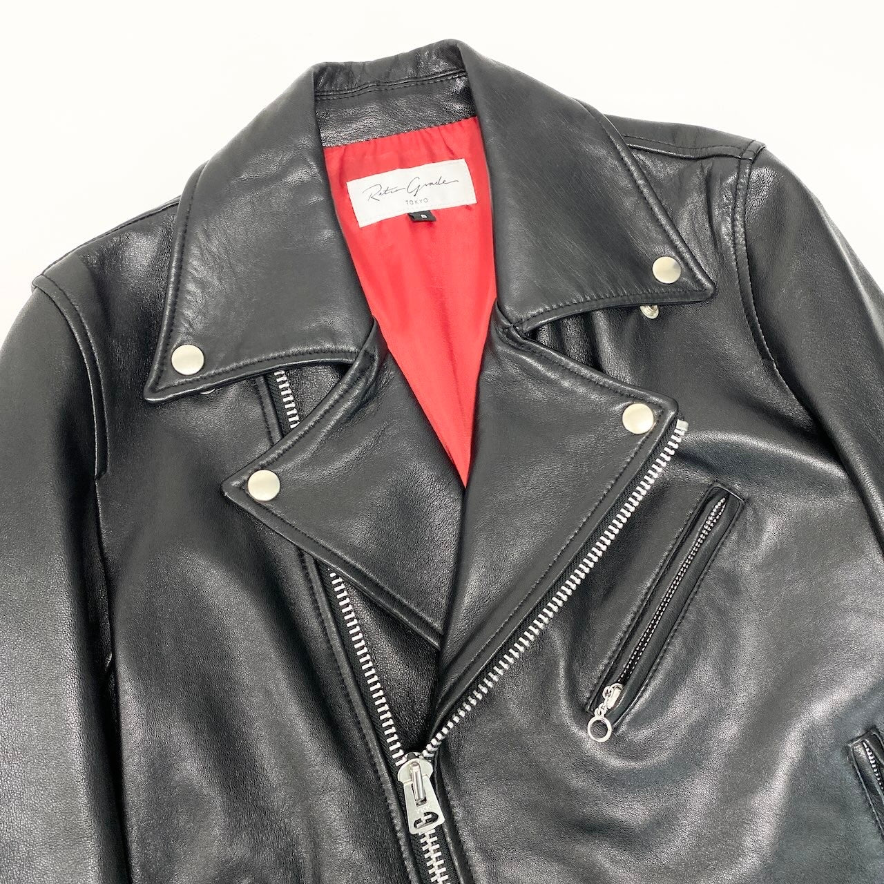 46e11 Retro Grade レトログレード レザージャケット ダブルライダースジャケット レザージャケット サイズS ブラック 羊革 ラムレザー メンズ 紳士服u02t