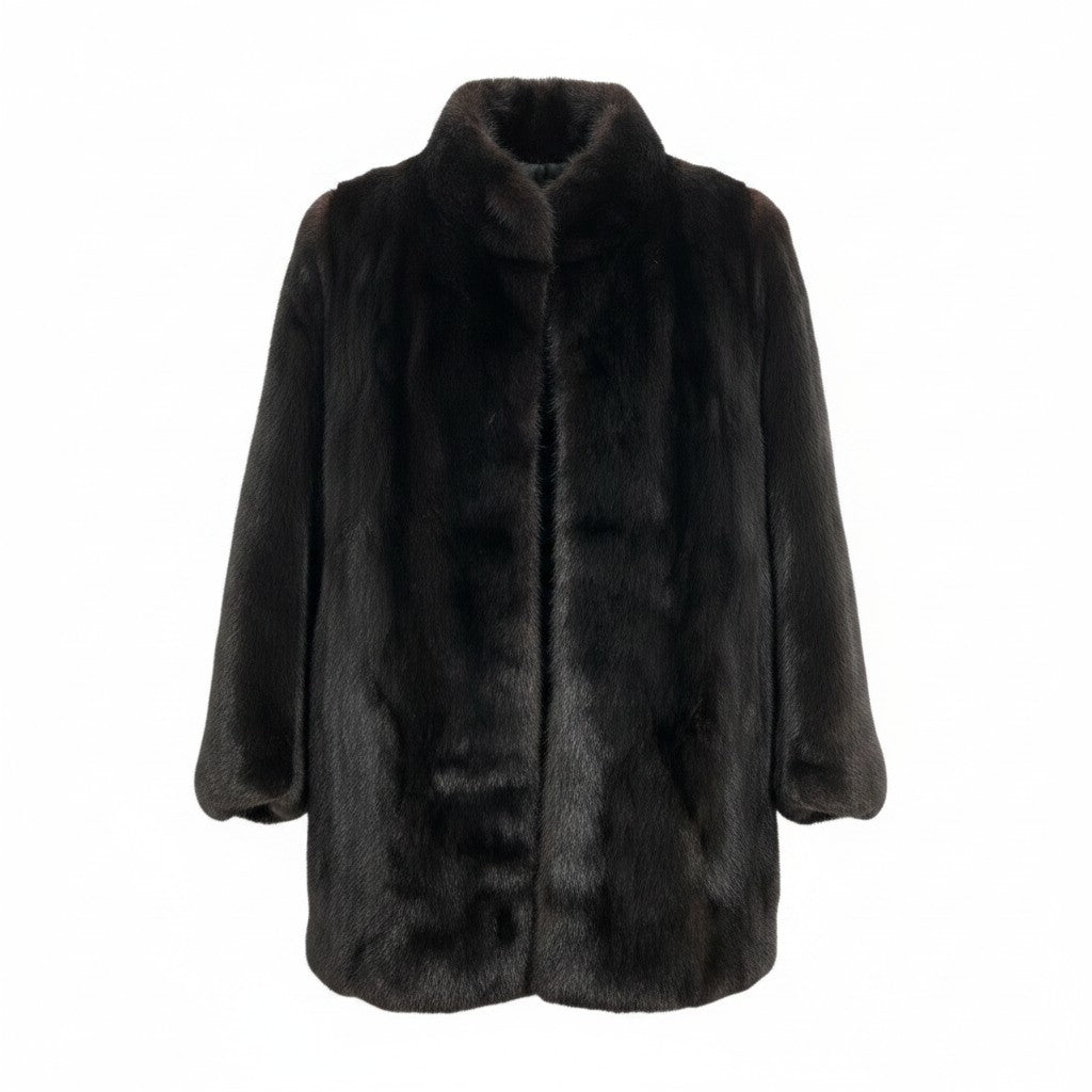 42g8 SAGA MINK ROYAL サガミンク ロイヤル 金サガ ダークミンク ロングコート サイズ11 ブラック 最高級本毛皮 Mink Fur Long Coatt18r