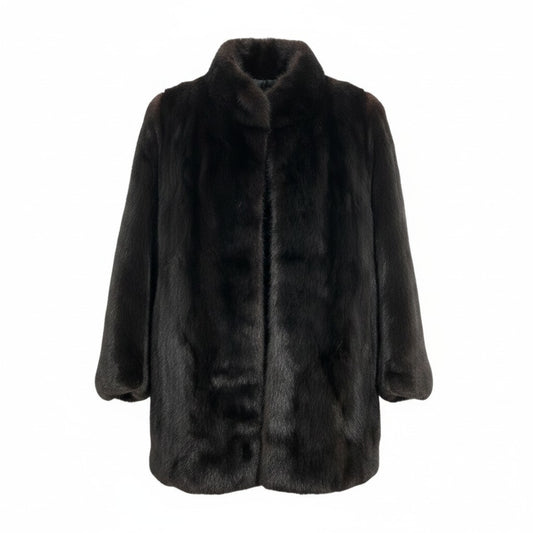 42g8 SAGA MINK ROYAL サガミンク ロイヤル 金サガ ダークミンク ロングコート サイズ11 ブラック 最高級本毛皮 Mink Fur Long Coatt18r