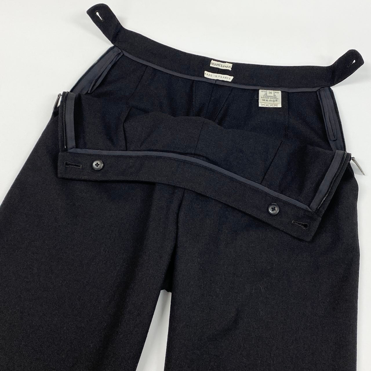 25e14 HERMES エルメス マルジェラ期 サイドジップ ワイドスラックスパンツ サイズ36 ダークブラウン レディース Hemes by Margielak02i