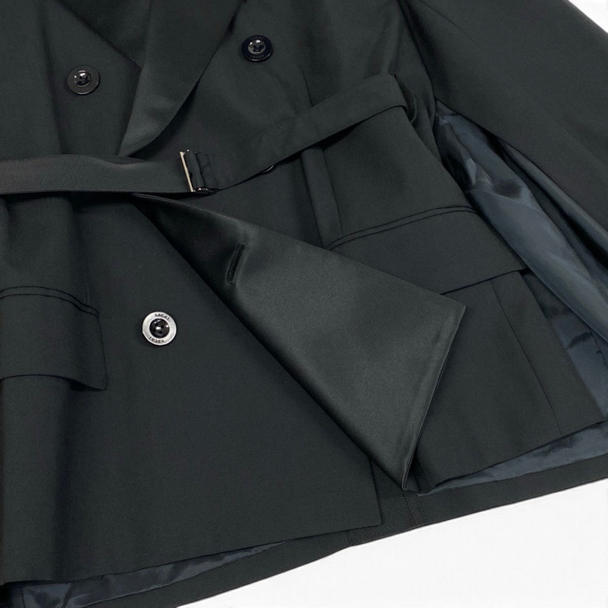 Aj19 【極美品】 sacai サカイ 24年 Suiting Jacket スーチングジャケット ダブルブレスト サイズ1 ブラック レディースu02t