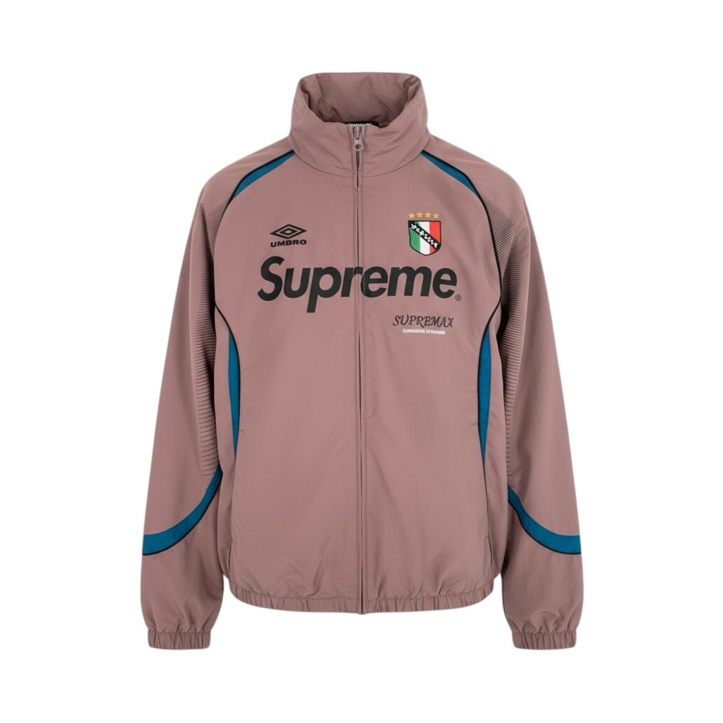 74k11 【美品】SUPREME シュプリーム × UMBRO アンブロ 22SS トラックジャケット ジップアップ フード収納可 アウター Lサイズ Dusty Plum メンズu02t
