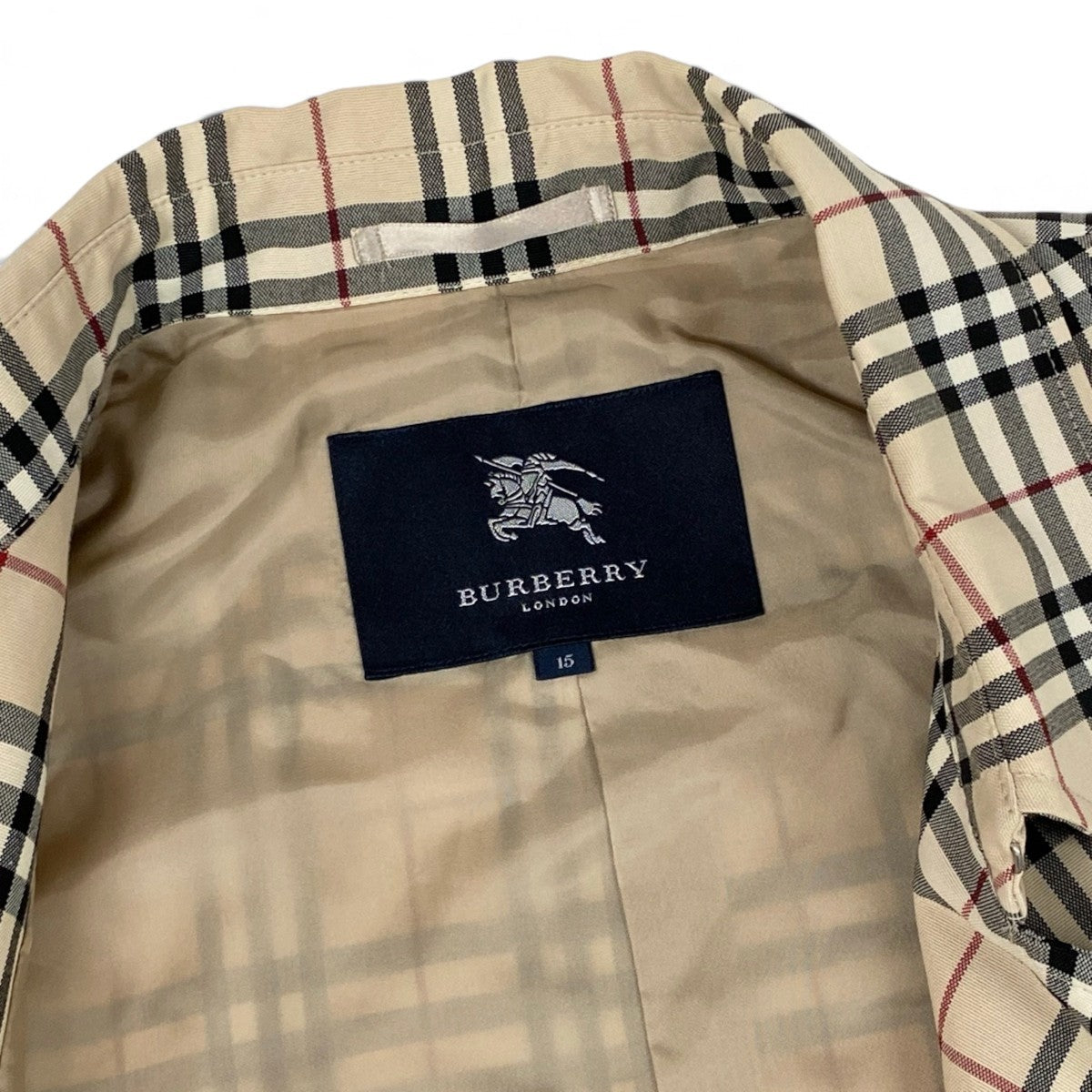 Ii4 【美品】BURBERRY LONDON ノバチェック ショート丈ジャケット 15サイズ ベージュ レディース 女性用u02t