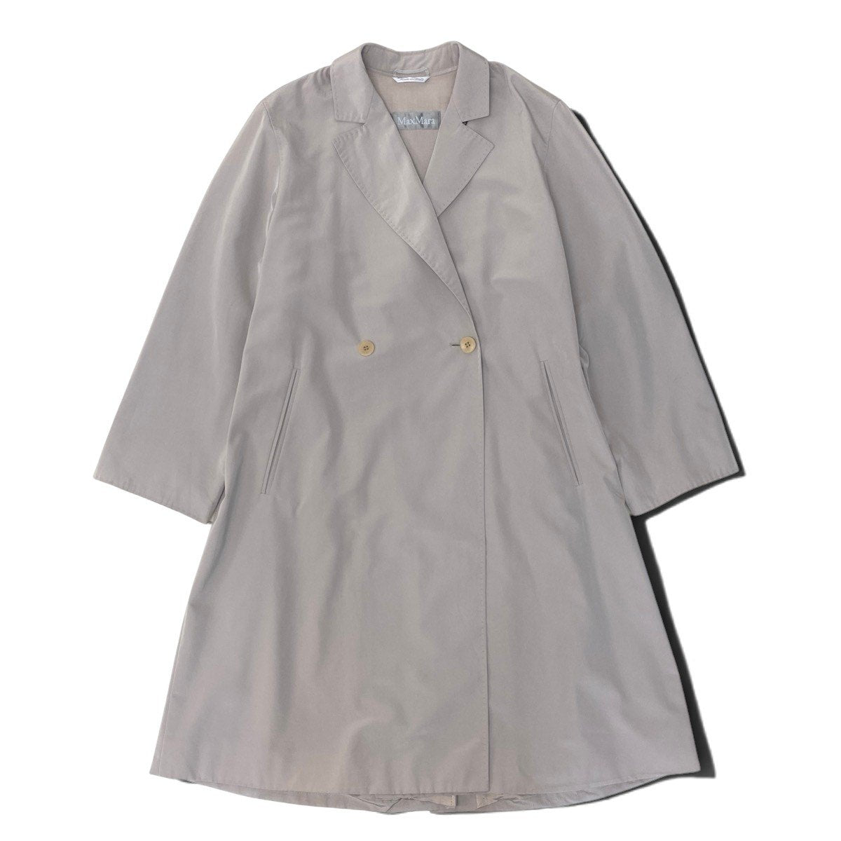 93h25 【美品】 Max Mara マックスマーラ ダブルブレスト チェスターコート 薄手 アウター イタリア製 40 ライトベージュ レディースu02t